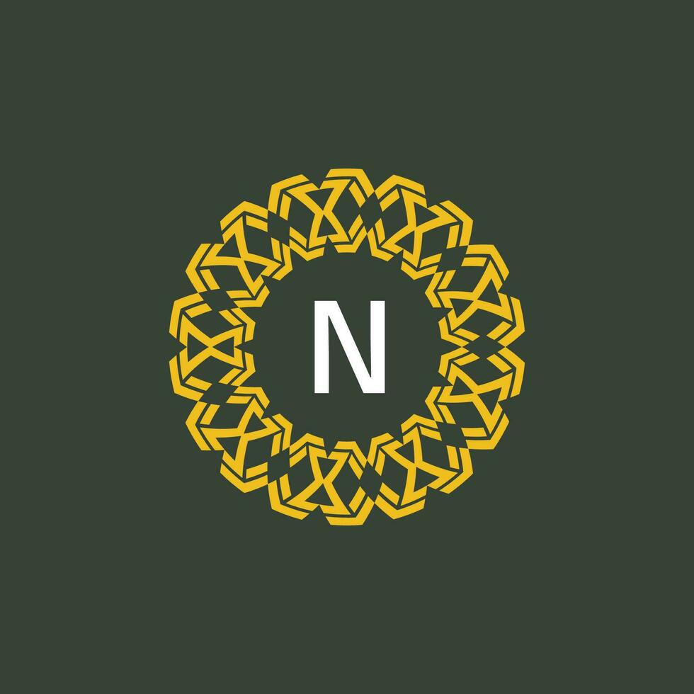 letter N medallion emblem initial circle badge logo vector