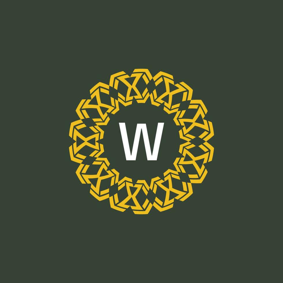 letter W medallion emblem initial circle badge logo vector