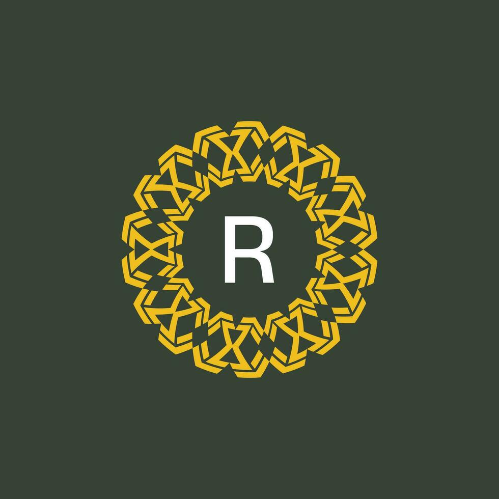 letra r medallón emblema inicial circulo Insignia logo vector