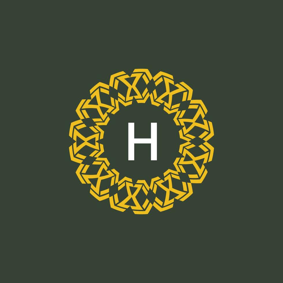 letter H medallion emblem initial circle badge logo vector