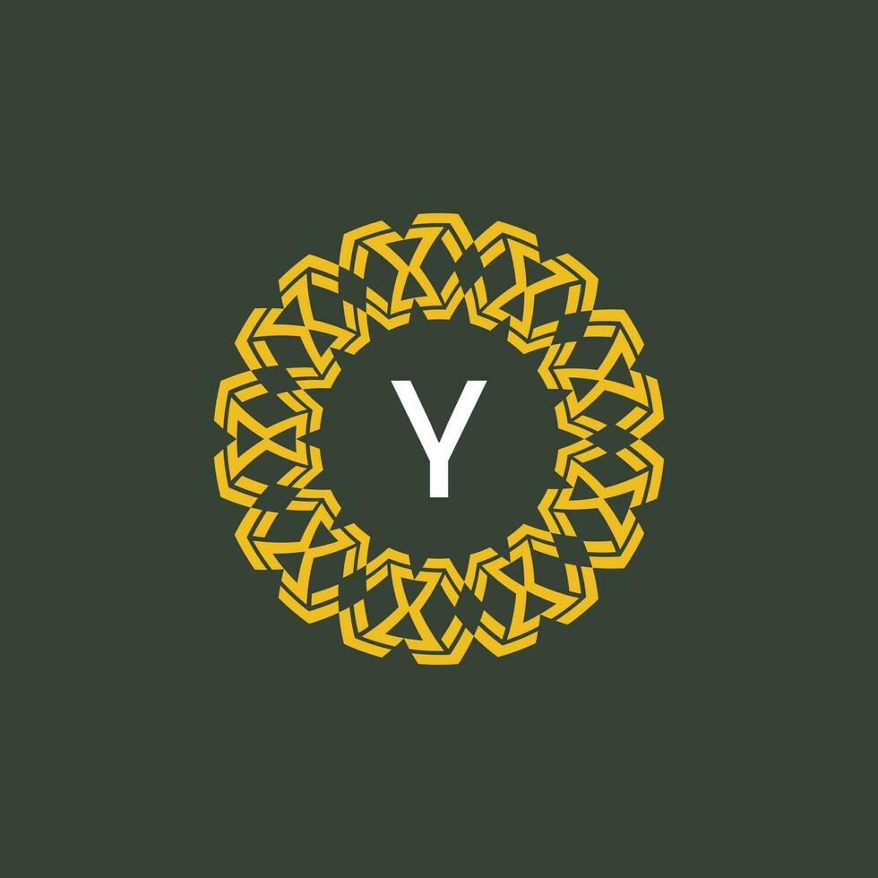 letter Y medallion emblem initial circle badge logo vector