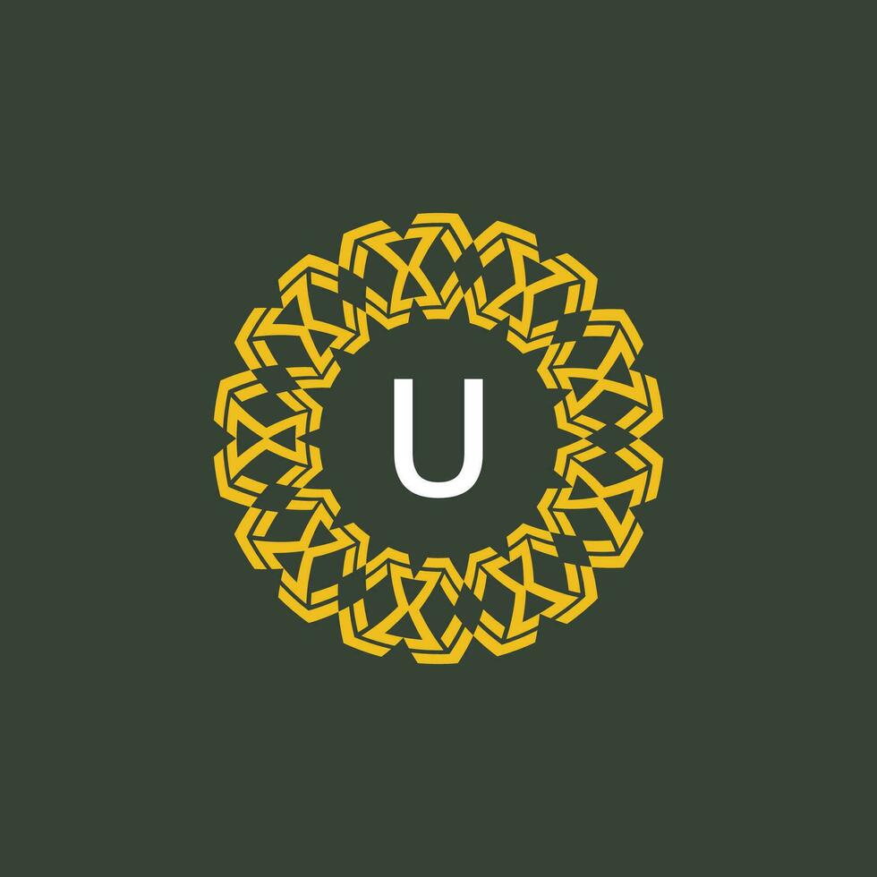 letter U medallion emblem initial circle badge logo vector