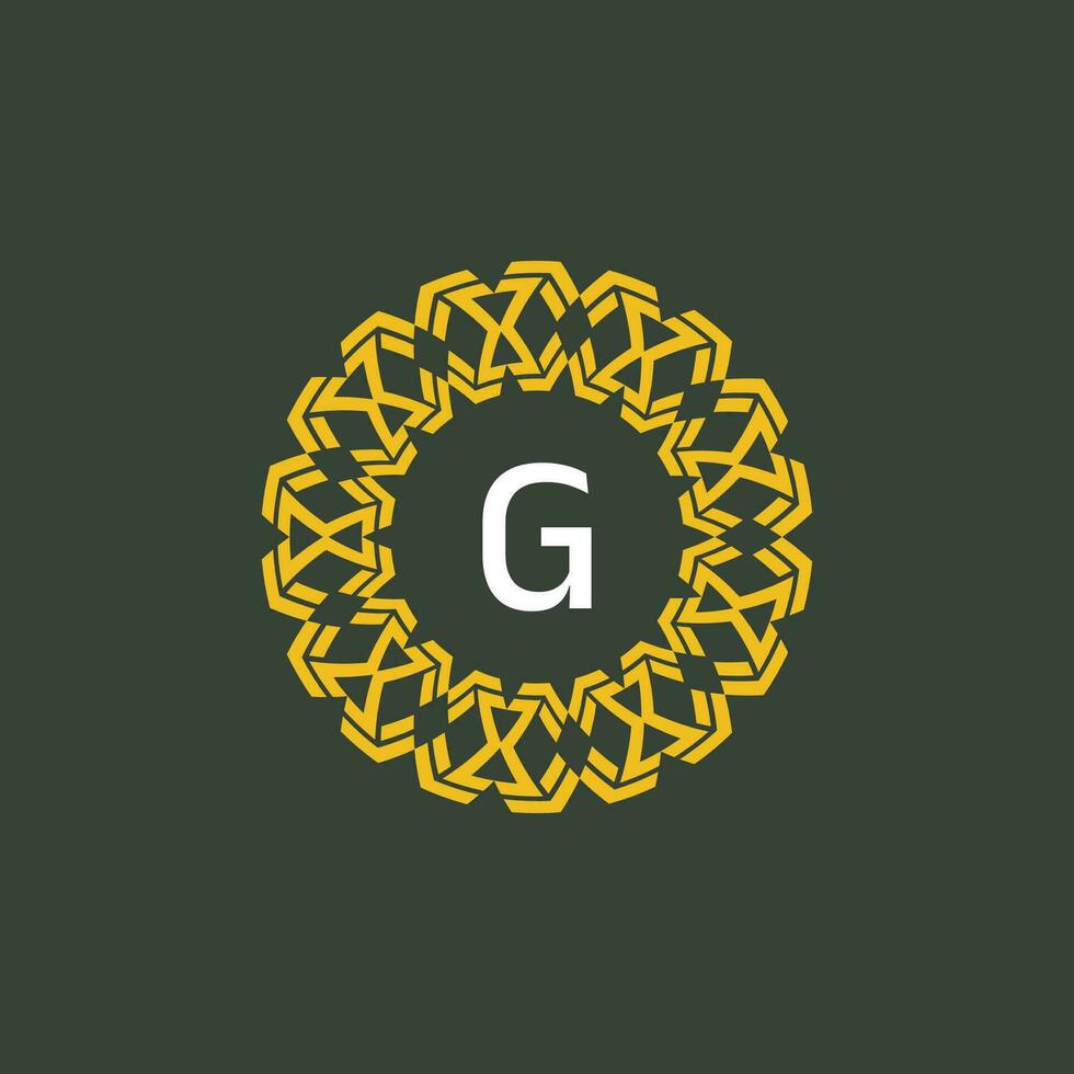 letra sol medallón emblema inicial circulo Insignia logo vector