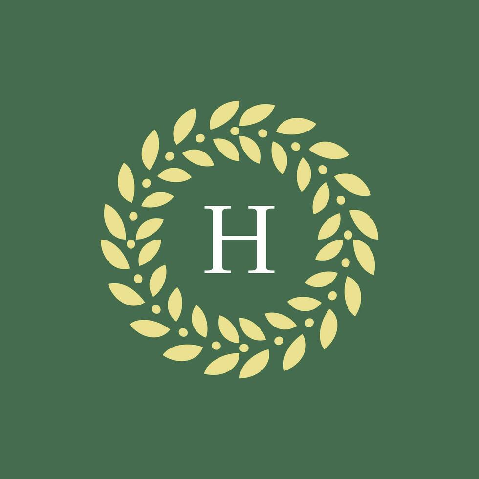 modern and natural letter H green leaves floral logo vector