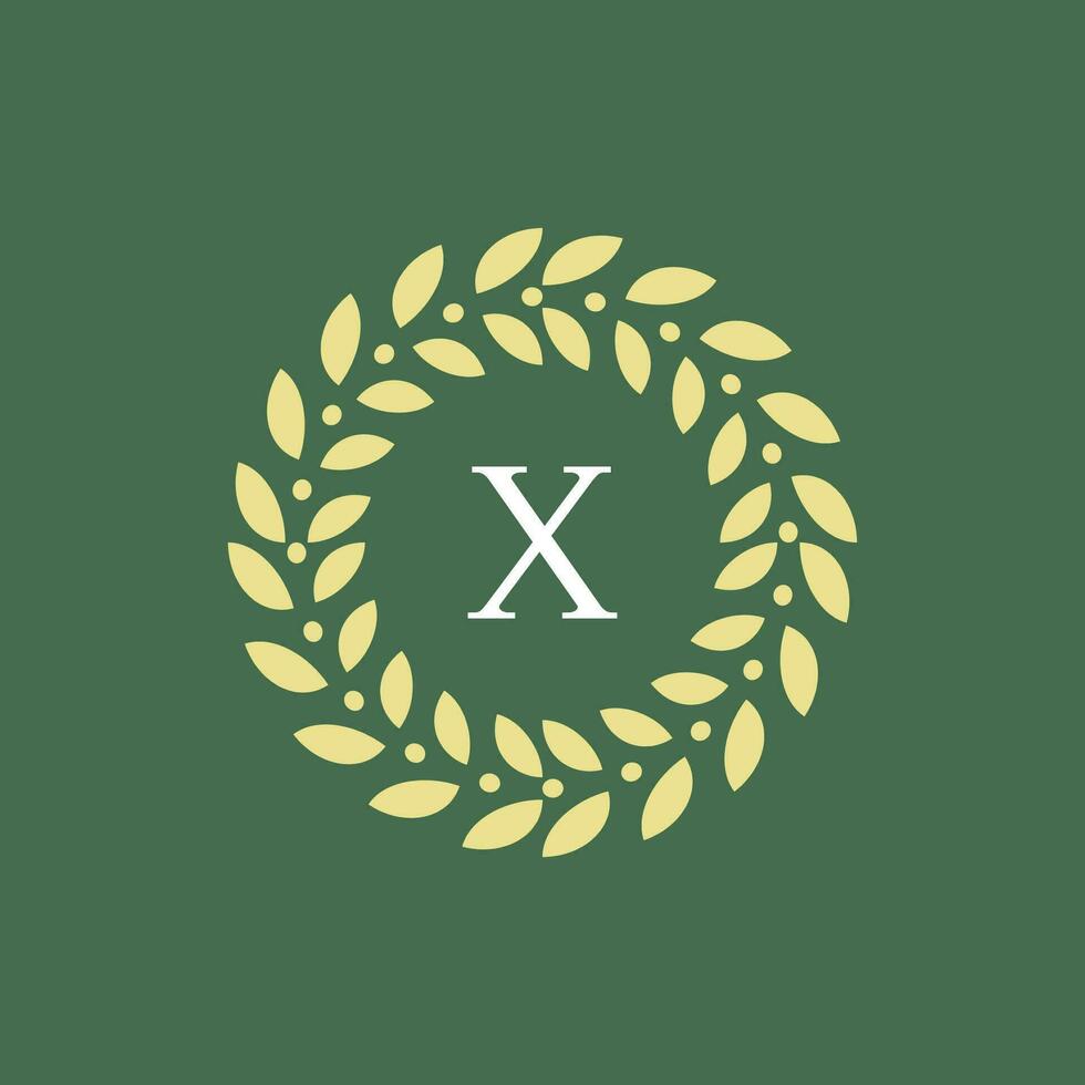 modern and natural letter X green leaves floral logo vector