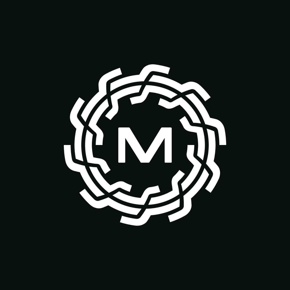 elegante y prima inicial letra metro simétrico tecnología floral logo vector