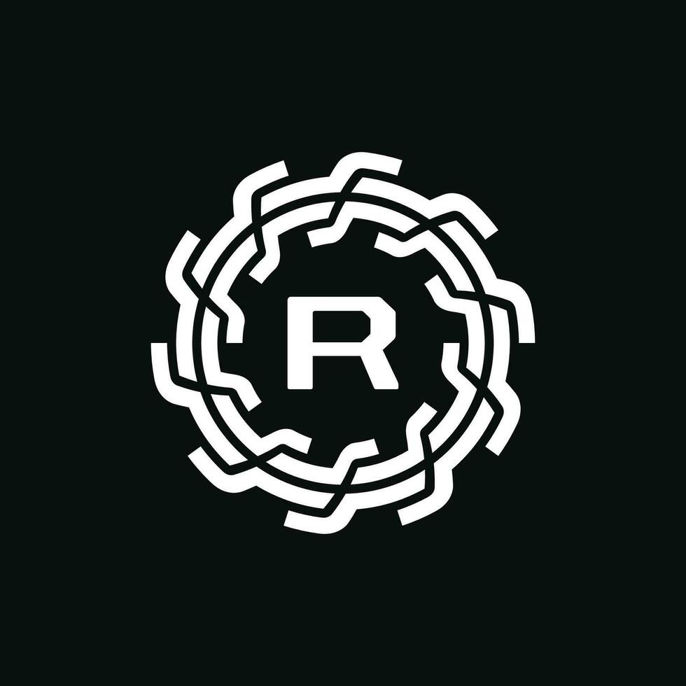 elegant and premium initial letter R symmetrical technology floral logo vector
