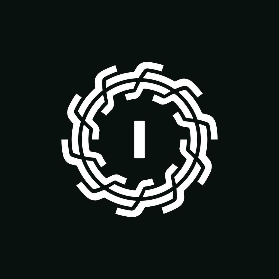 elegant and premium initial letter I symmetrical technology floral logo vector