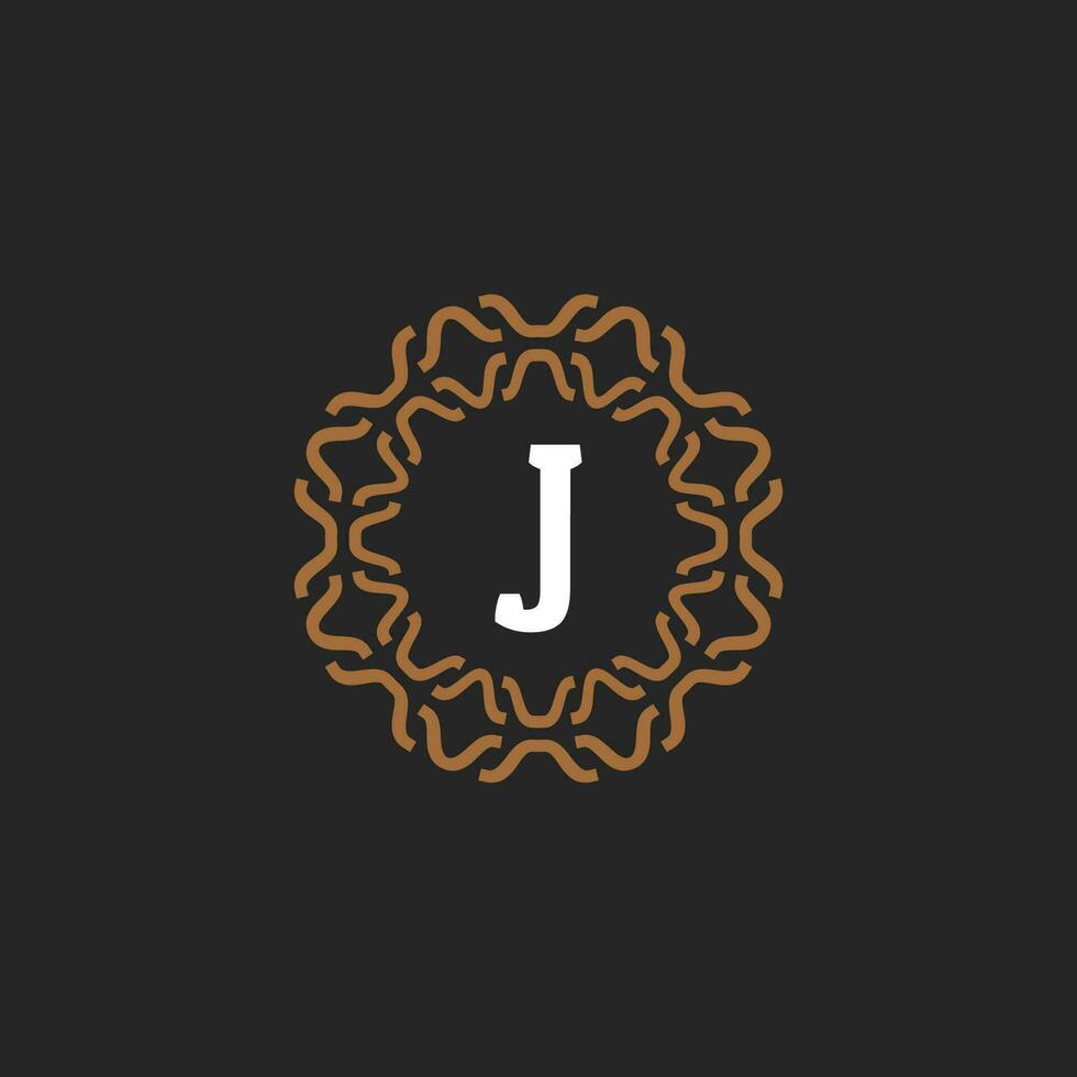 Initial letter J ornamental border circle frame logo vector