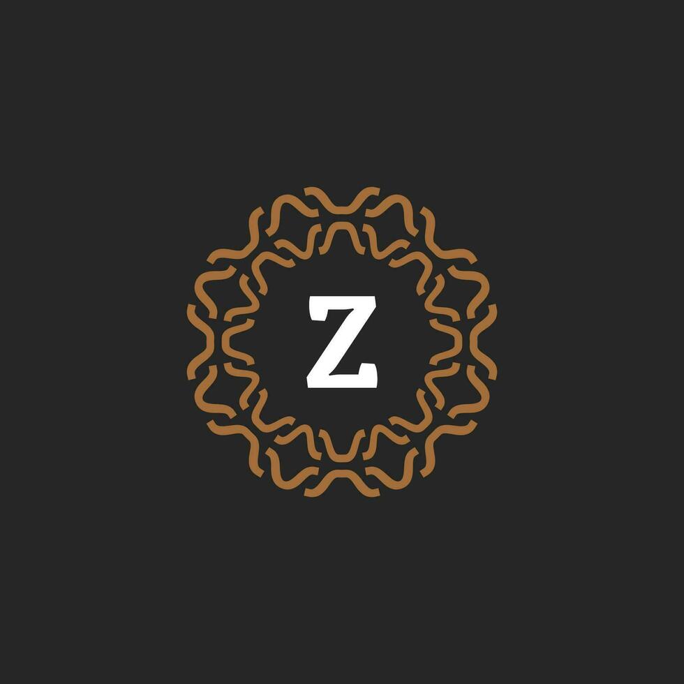 Initial letter Z ornamental border circle frame logo vector