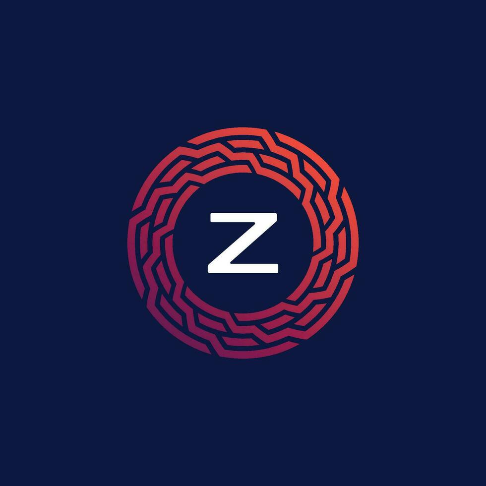 Modern tech circle emblem letter Z frame logo vector