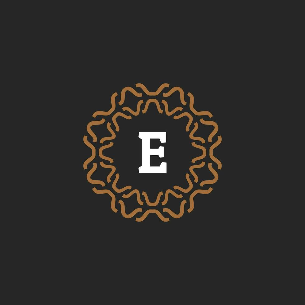Initial letter E ornamental border circle frame logo vector