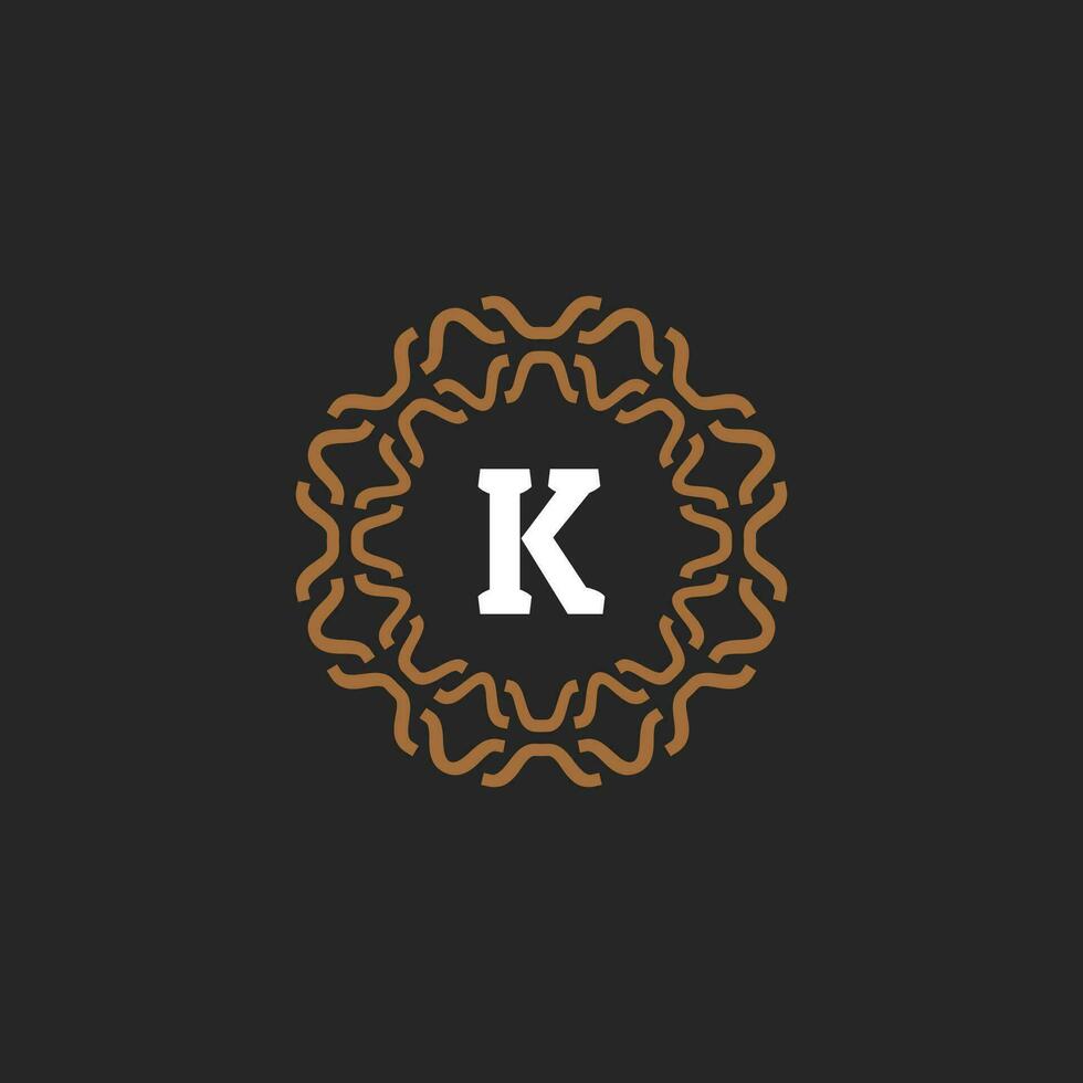 Initial letter K ornamental border circle frame logo vector