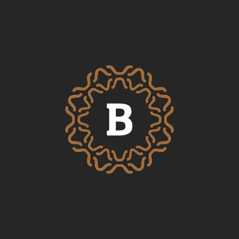 Initial letter B ornamental border circle frame logo vector