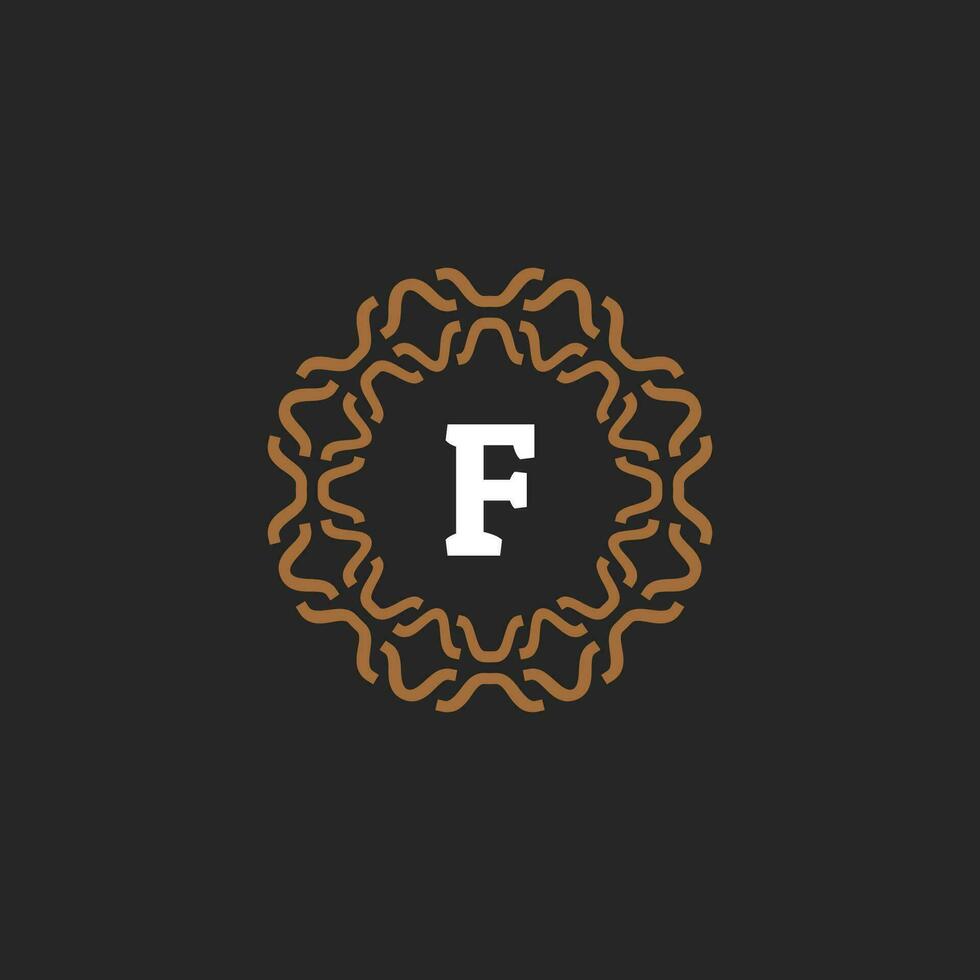Initial letter F ornamental border circle frame logo vector