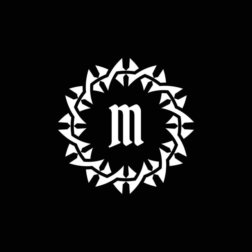 Initial letter M ornamental border circle frame logo vector