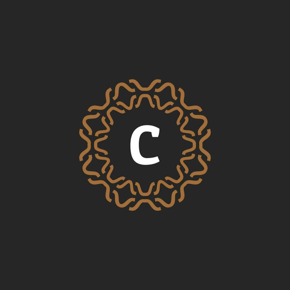 Initial letter C ornamental border circle frame logo vector