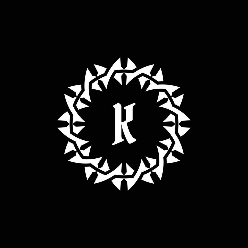 inicial letra k ornamental frontera circulo marco logo vector