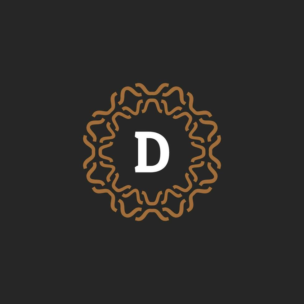 Initial letter D ornamental border circle frame logo vector