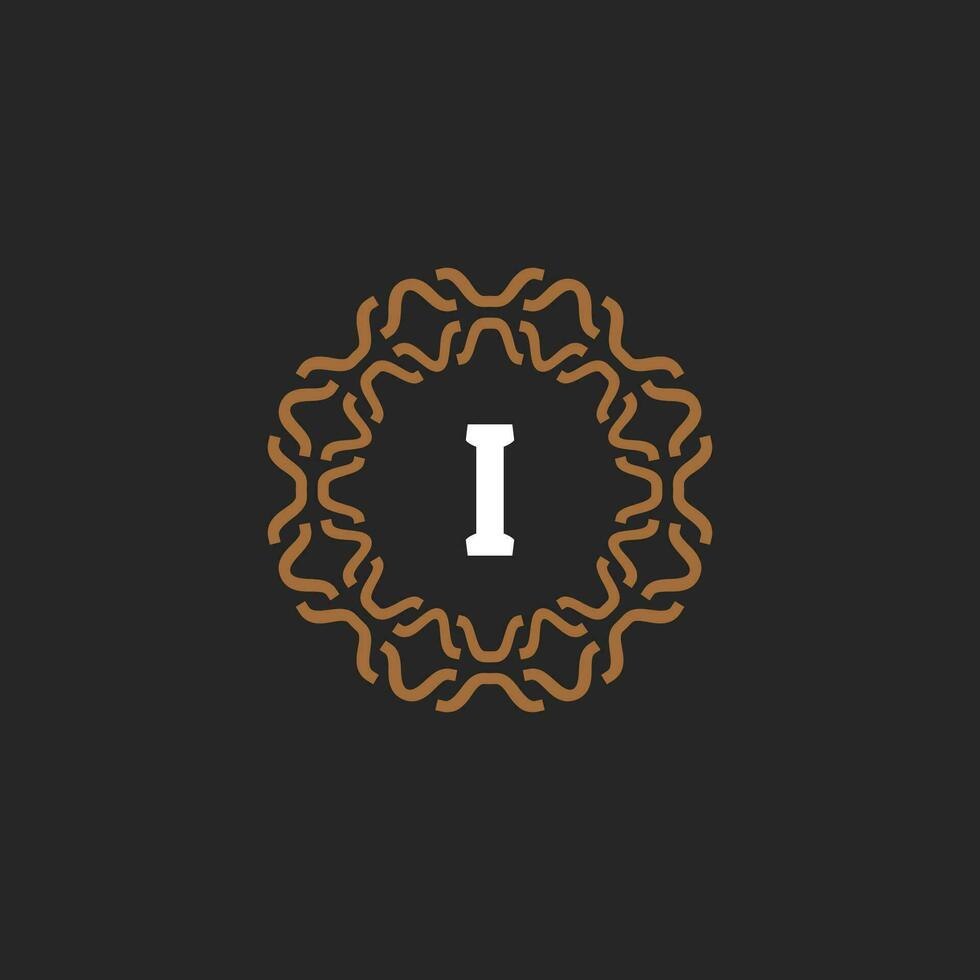 Initial letter I ornamental border circle frame logo vector