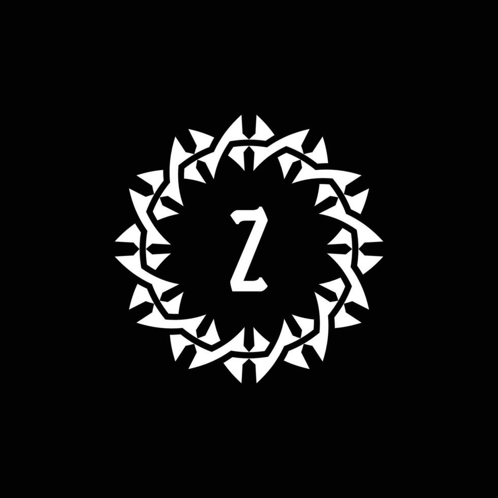 inicial letra z ornamental frontera circulo marco logo vector