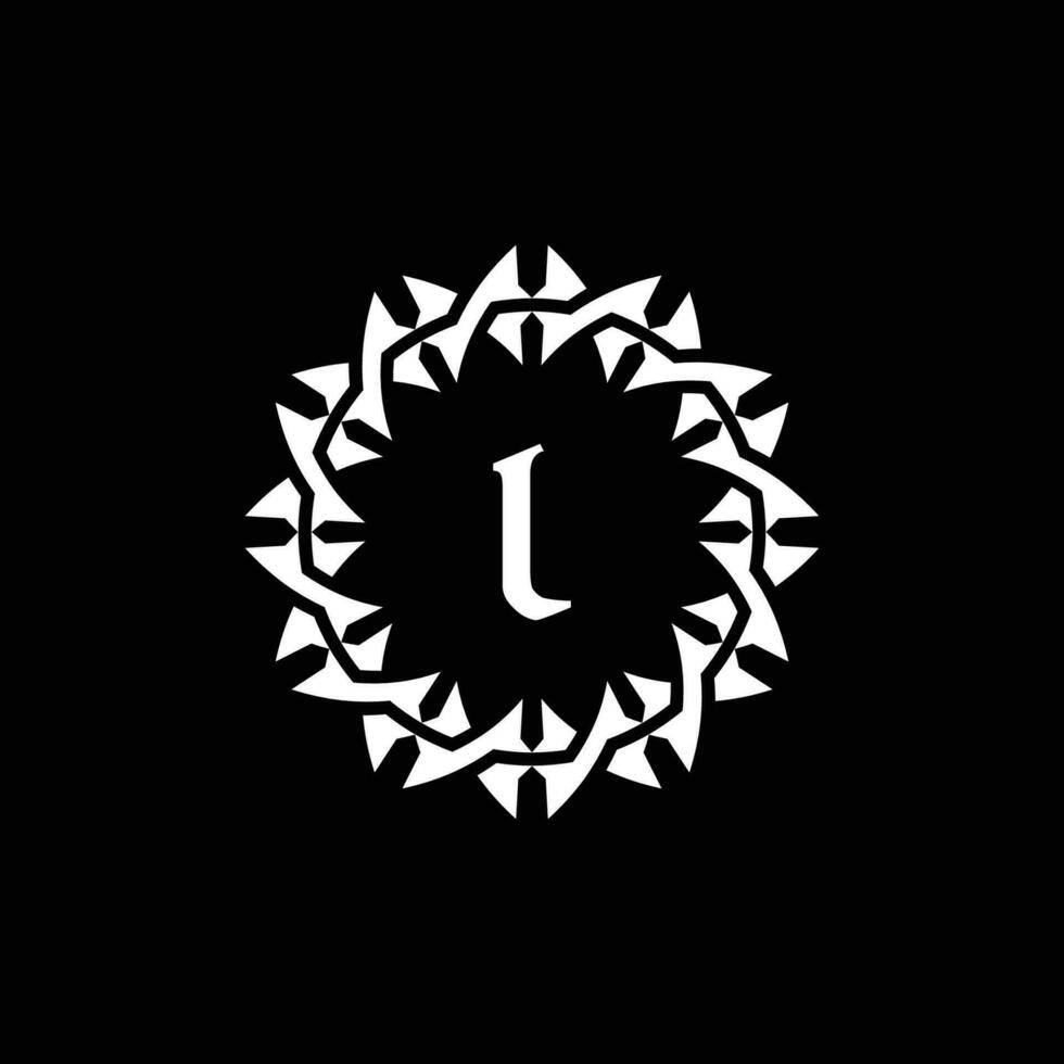 Initial letter L ornamental border circle frame logo vector