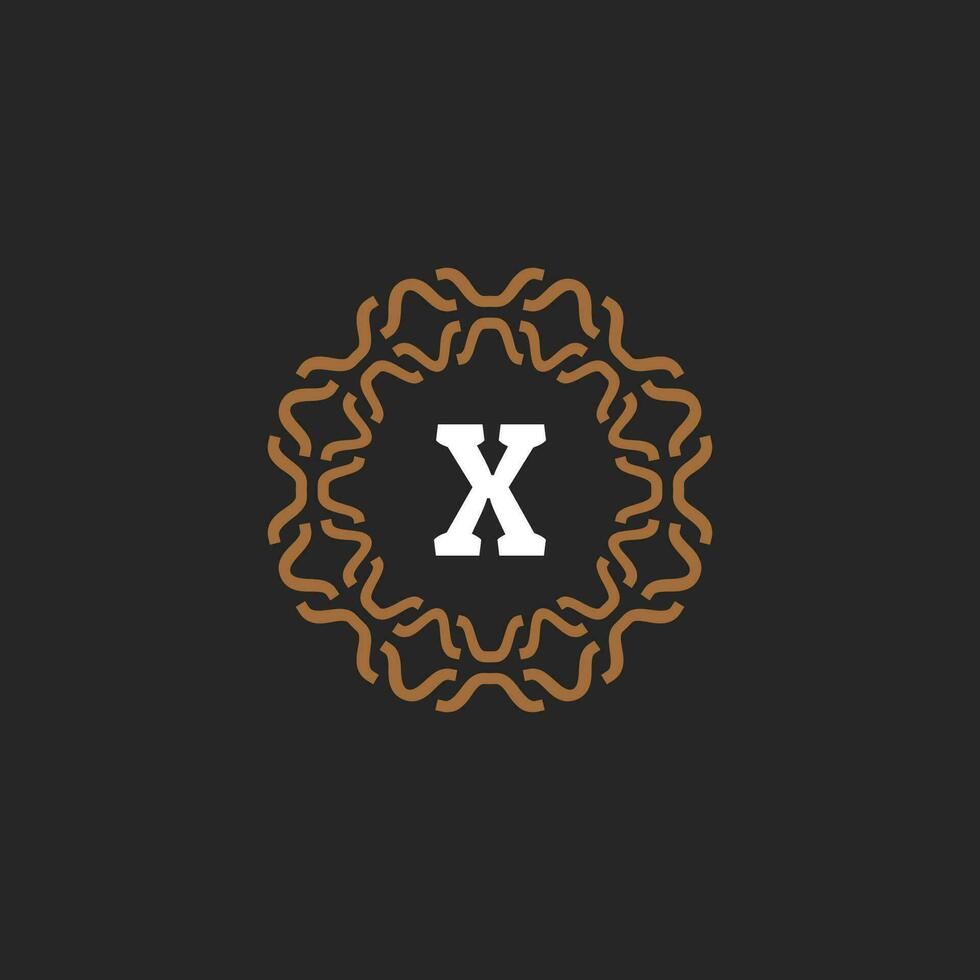 Initial letter X ornamental border circle frame logo vector