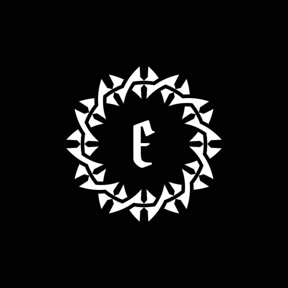 Initial letter E ornamental border circle frame logo vector