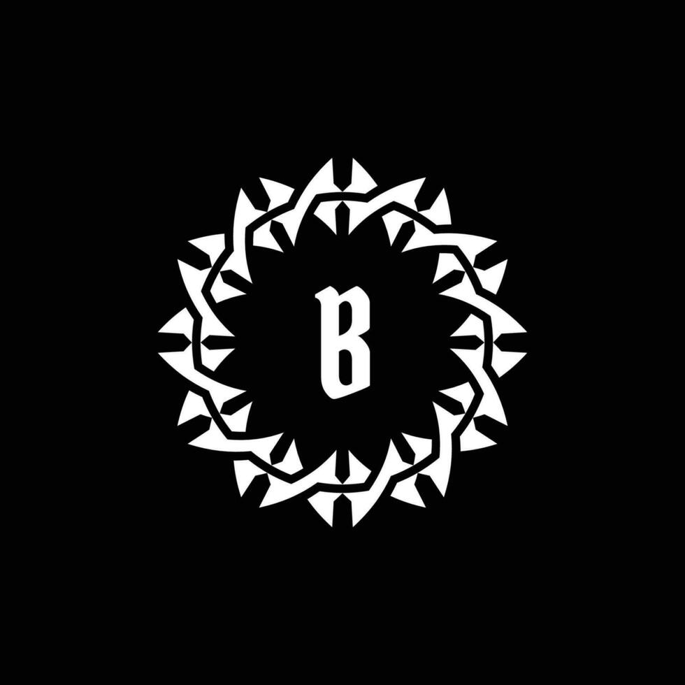 Initial letter B ornamental border circle frame logo vector