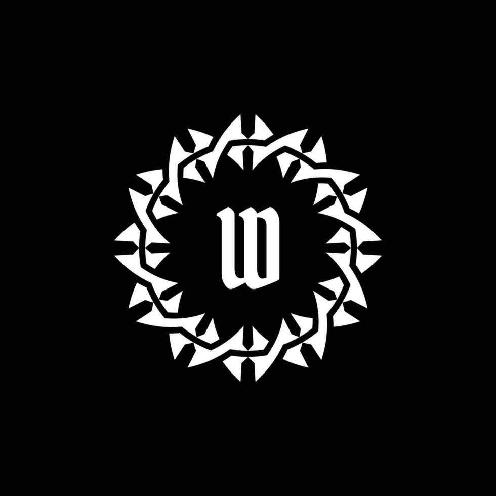 Initial letter W ornamental border circle frame logo vector