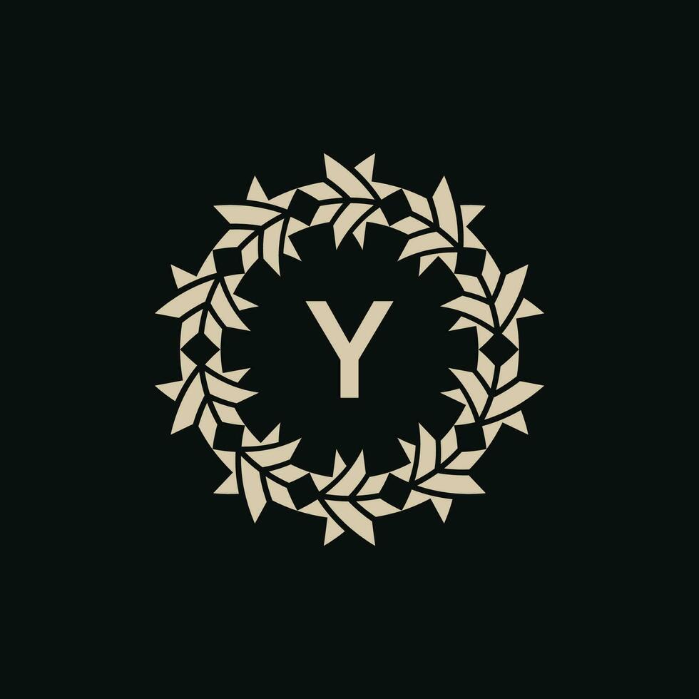 Initial letter Y ornamental border circle frame logo vector