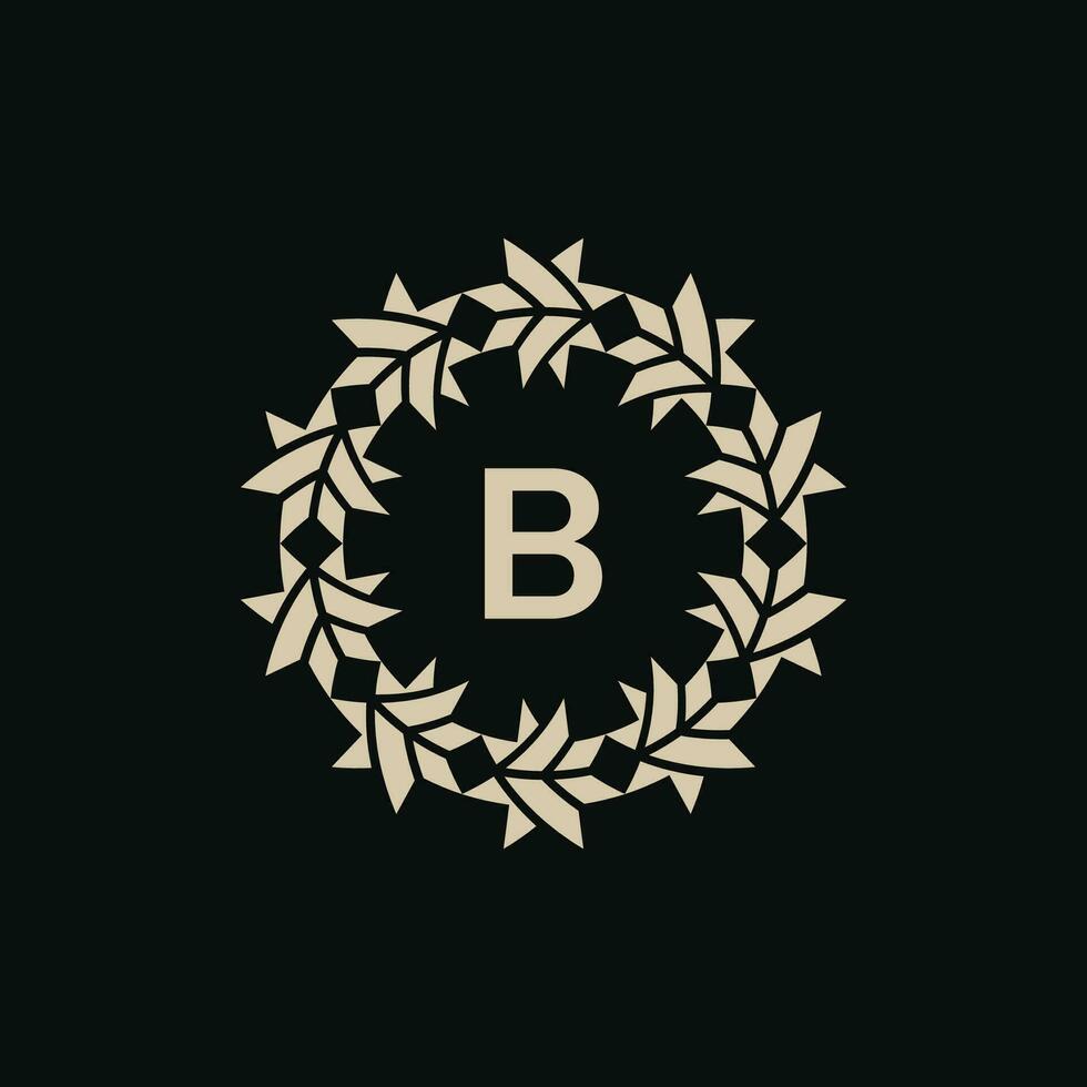 Initial letter B ornamental border circle frame logo vector