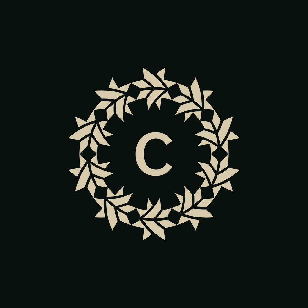 Initial letter C ornamental border circle frame logo vector