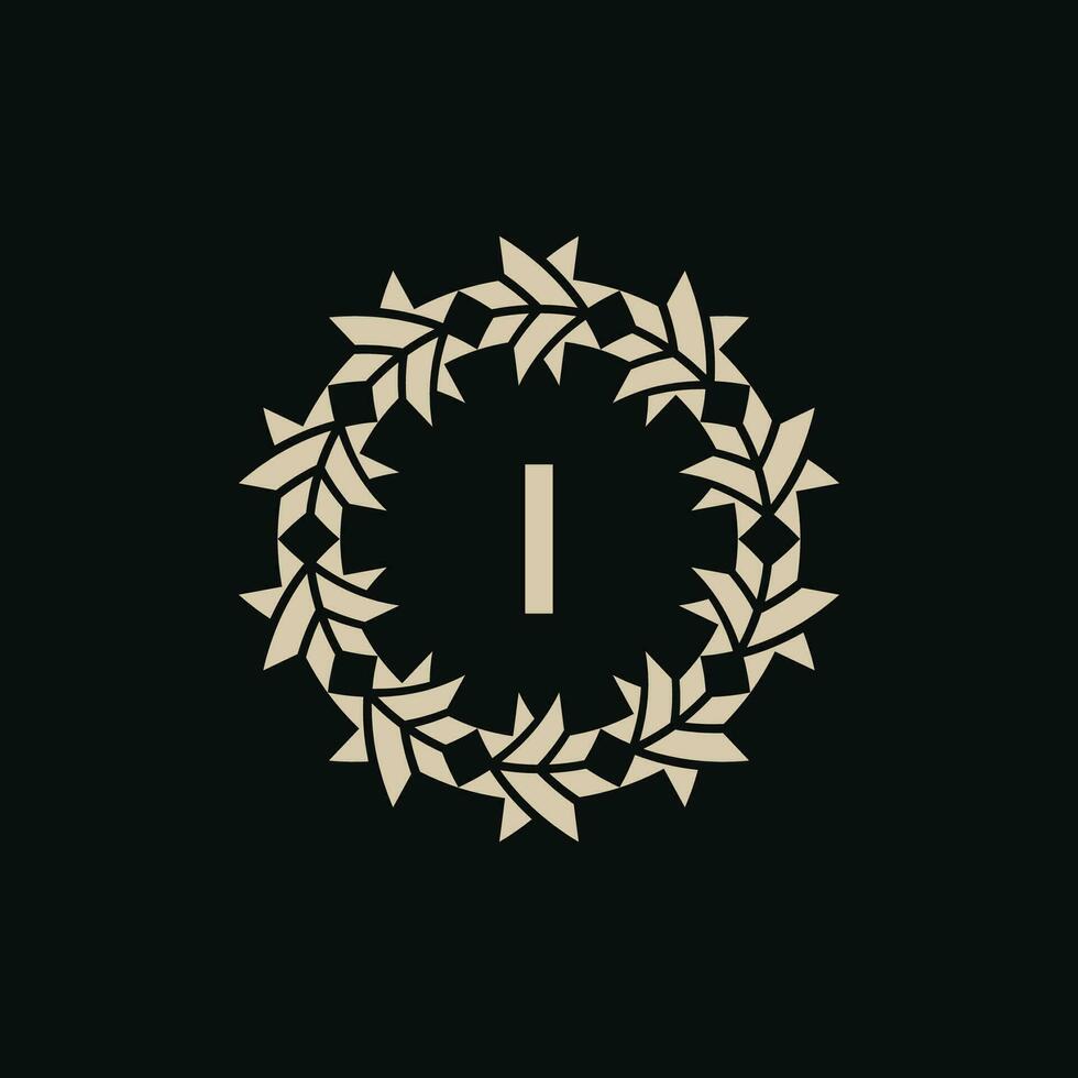 Initial letter I ornamental border circle frame logo vector