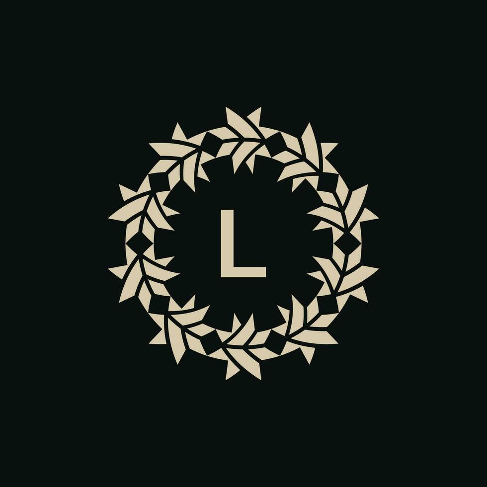 inicial letra l ornamental frontera circulo marco logo vector