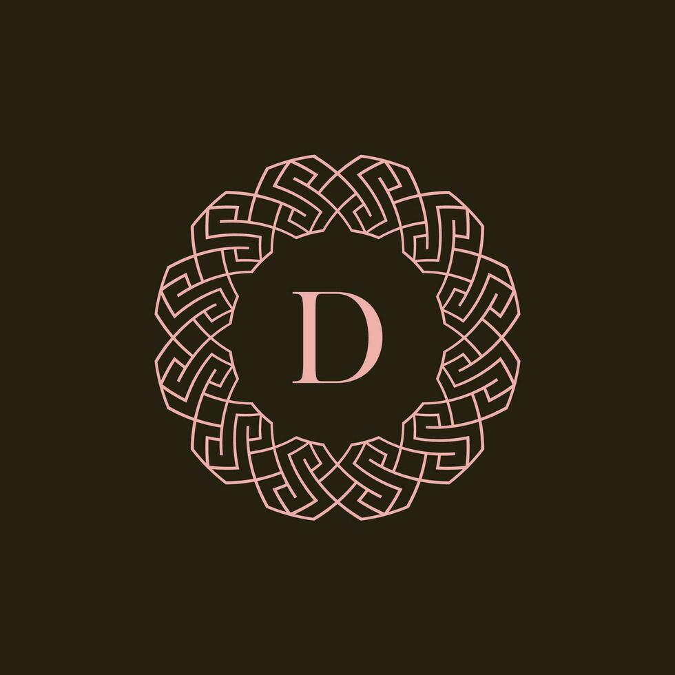 Initial letter D ornamental border circle frame logo vector