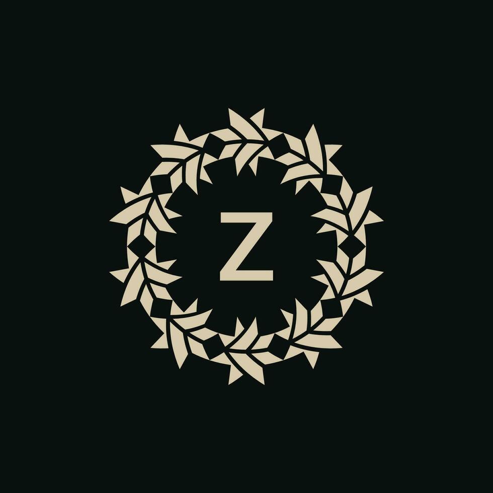 Initial letter Z ornamental border circle frame logo vector