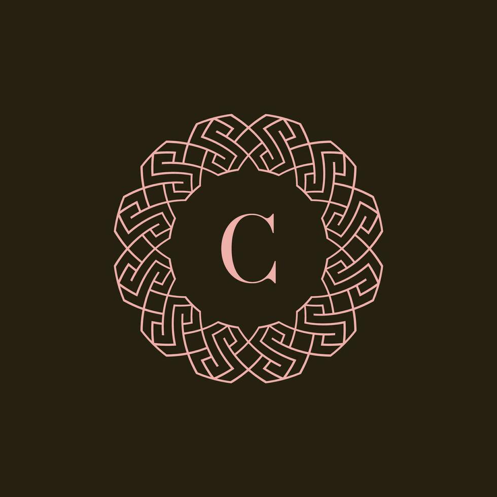 Initial letter C ornamental border circle frame logo vector