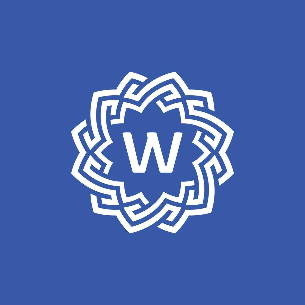 Initial letter W ornamental border circle frame logo vector