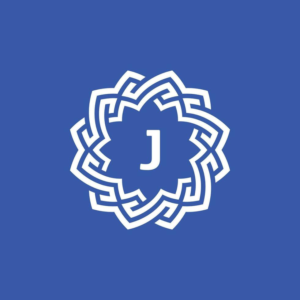 Initial letter J ornamental border circle frame logo vector