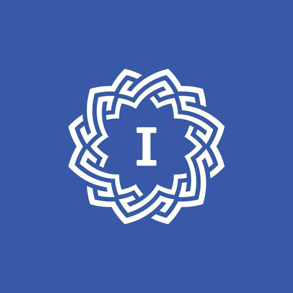 Initial letter I ornamental border circle frame logo vector