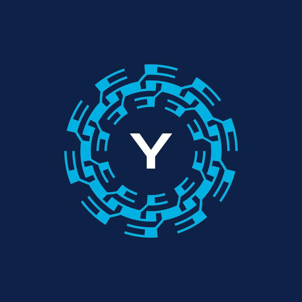 Initial letter Y ornamental border circle frame logo vector