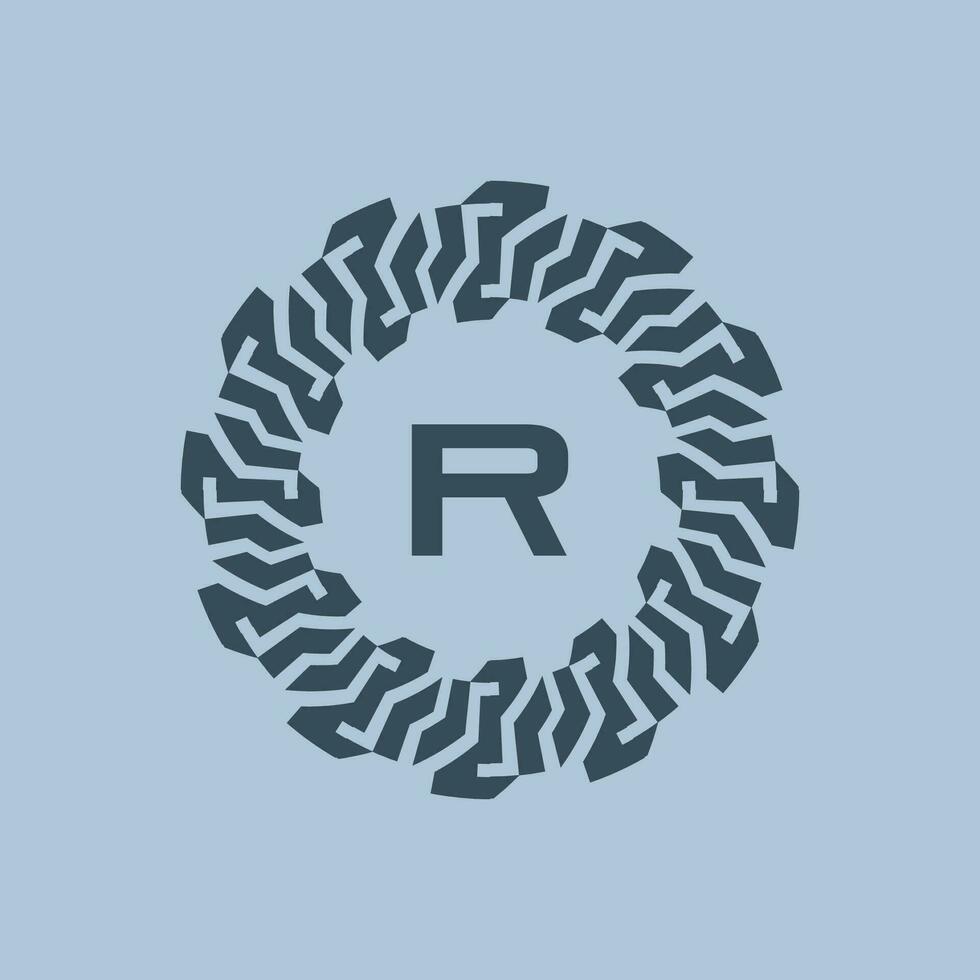emblem logo initials letter R. modern and technological emblems are suitable for companies in the digital era. alphabet decorative emblem vector