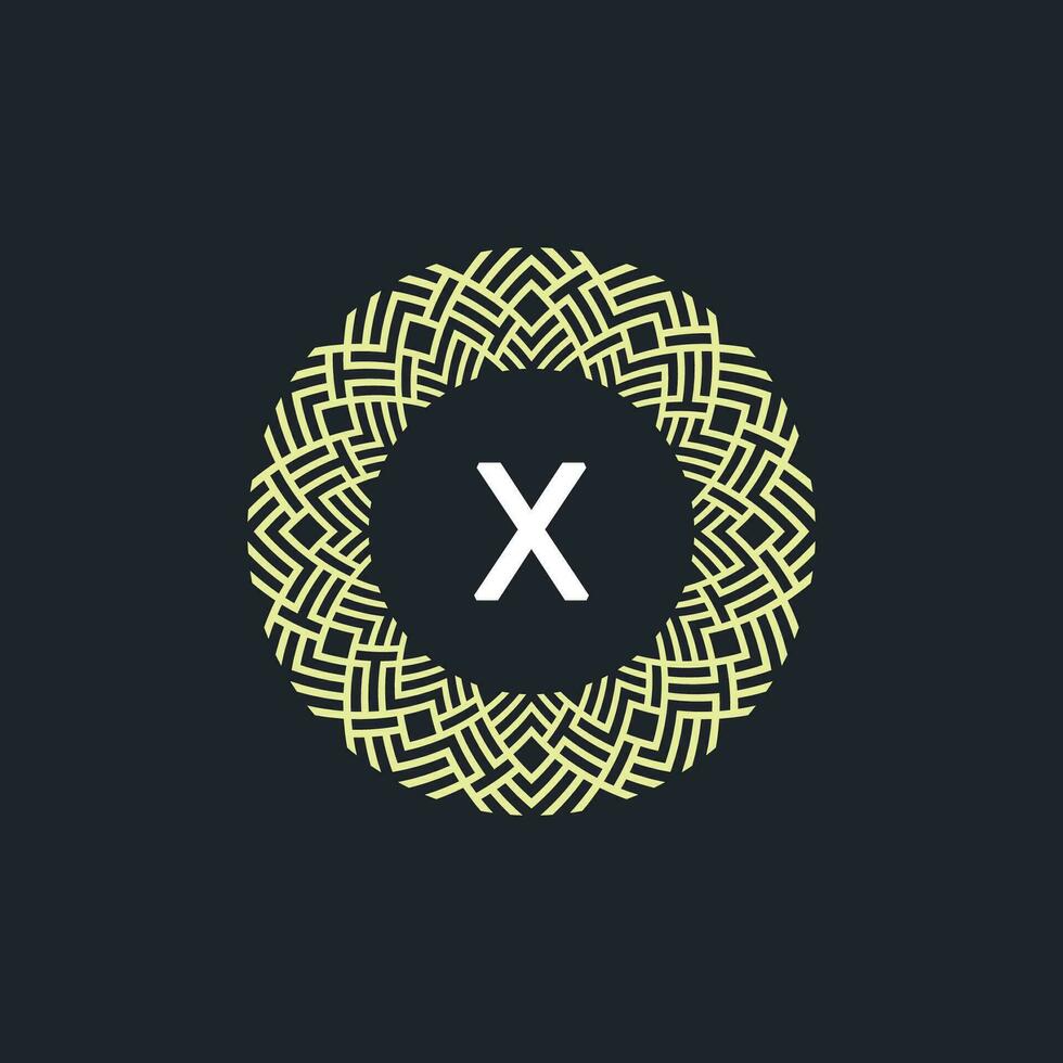 logo iniciales letra X. logo emblema circulo elegante y orgánico. redondo modelo ornamento vector