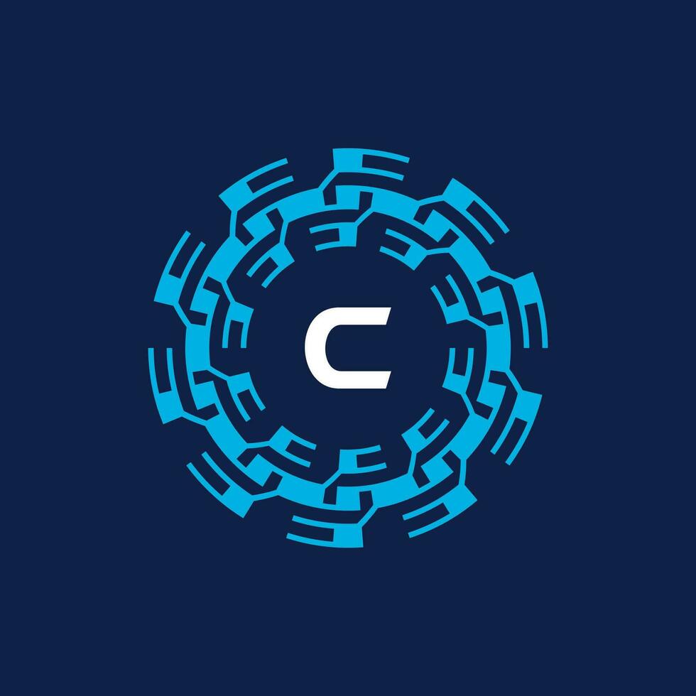 Initial letter C ornamental border circle frame logo vector