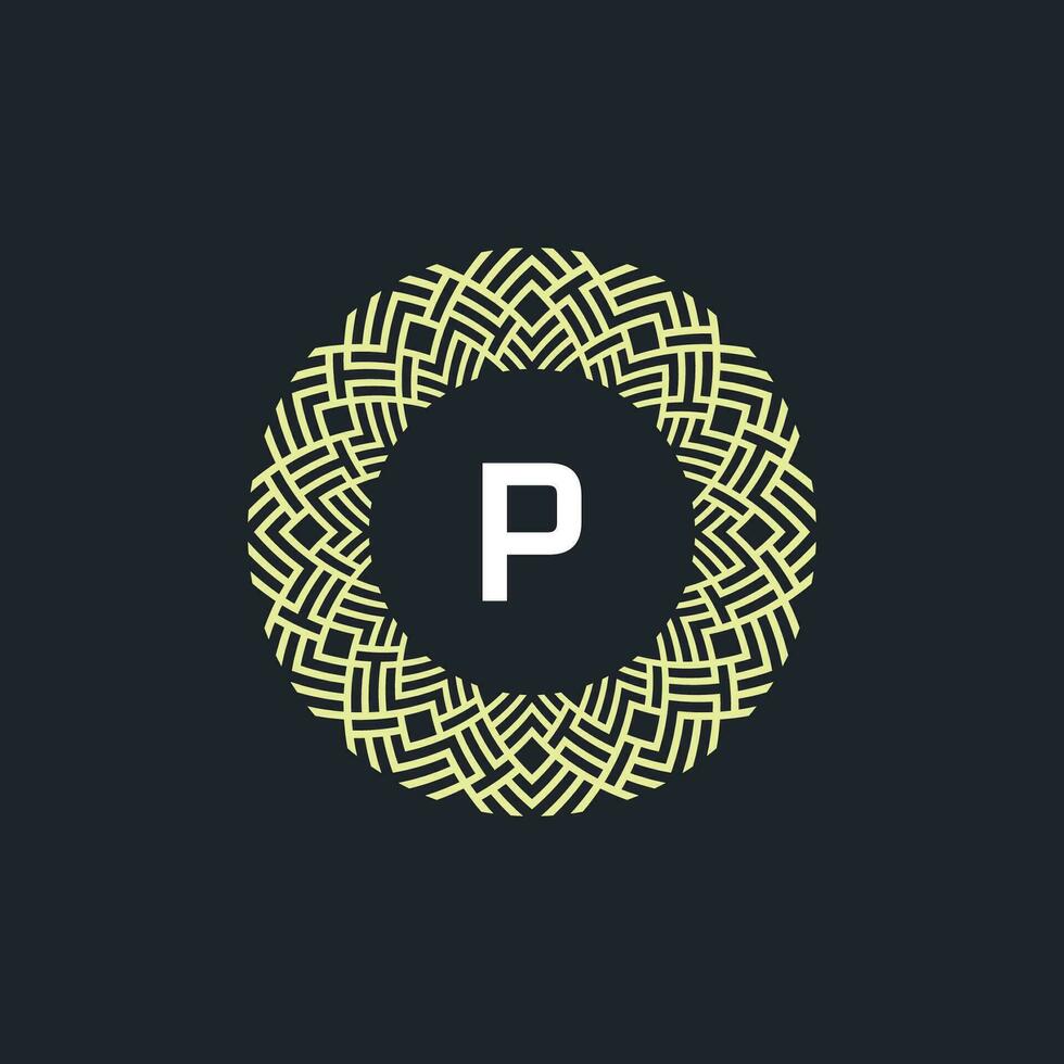 logo initials letter P. Logo emblem circle elegant and organic. round pattern ornament vector