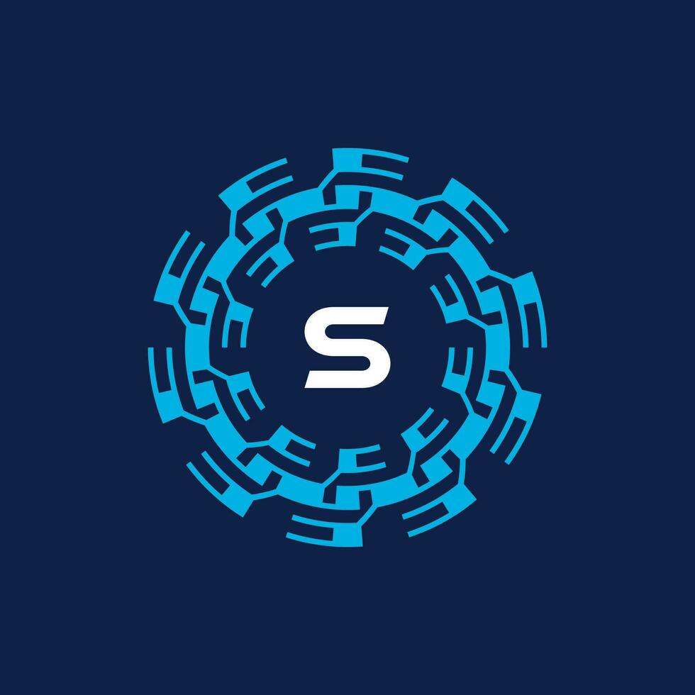 Initial letter S ornamental border circle frame logo vector