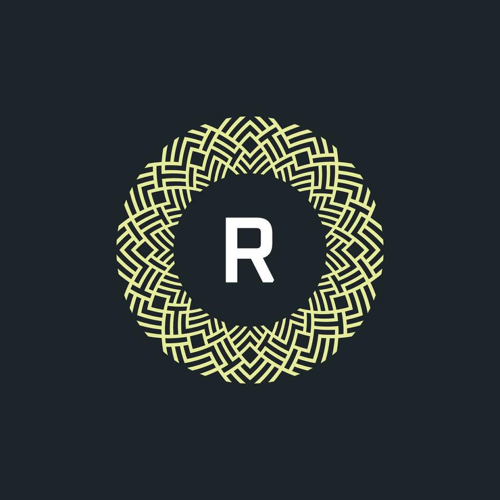 logo initials letter R. Logo emblem circle elegant and organic. round pattern ornament vector