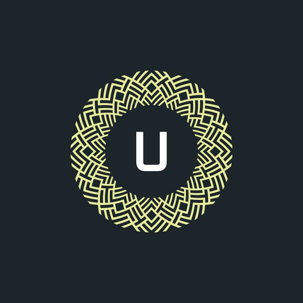 logo initials letter U. Logo emblem circle elegant and organic. round pattern ornament vector