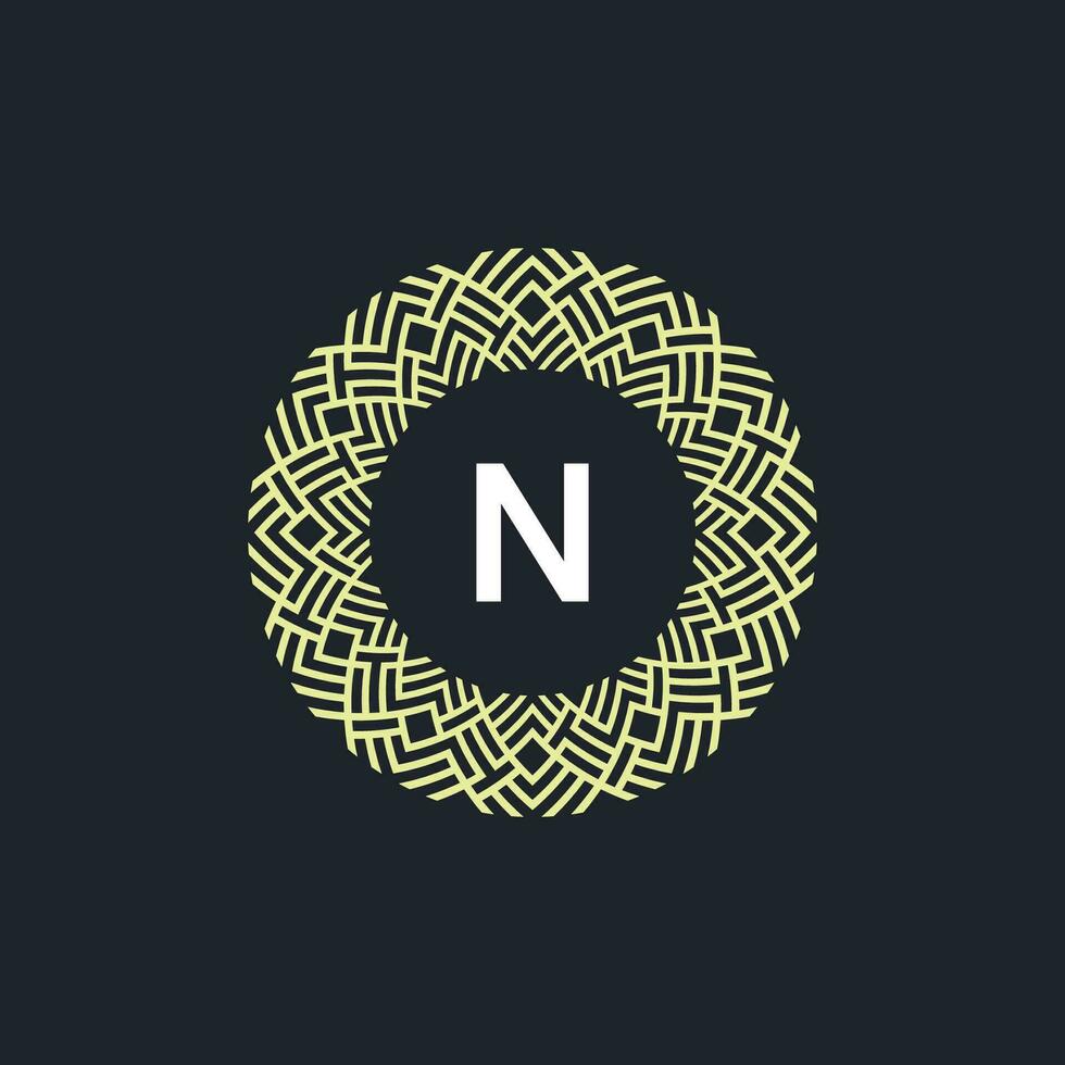logo initials letter N. Logo emblem circle elegant and organic. round pattern ornament vector